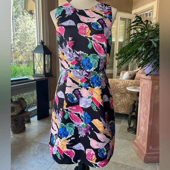 Milly Black and Multicolor Floral Mini Dress - Picture 1 of 2